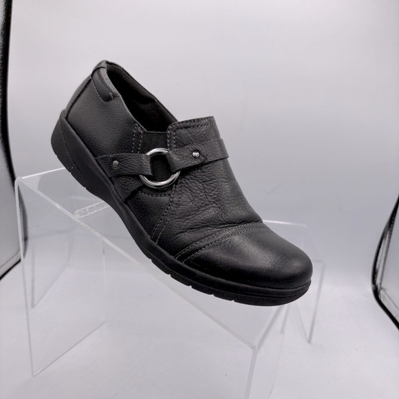 Clarks Collection Cheyn Black Leather Clogs Women’s Size 6.5M Slip On - Picture 1 of 10